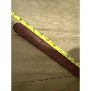 Casual Tan Leather Belt Antique Solid Brass Buckle‎ 1X 46" thumbnail 6