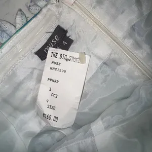 Muse Strapless Teal and White Dress with Floral Details thumbnail 5