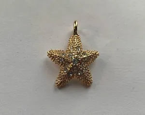 Starfish charm with crystals Gold thumbnail 2