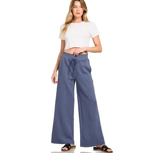 Zenana Scuba Collared‎ Pullover & Center Seam Pants Set - Blue Indigo - Medium thumbnail 3