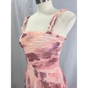 NWT Free People Tessa Smocked Assymetrical Ruched Midi Dress Pink‎ Floral M thumbnail 10
