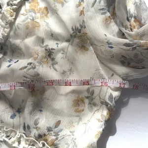 Bitter Sweet Ivory Floral Mini Dress M Surplice Ruffle Long Sleeve Boho Romantic thumbnail 7