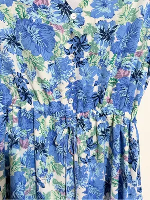 PRETTYGARDEN Blue Floral V-Neck Women’s Flowy Dress thumbnail 4
