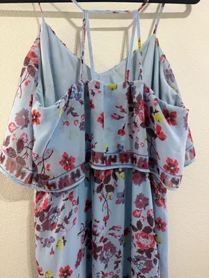 Vera Wang Light Blue Floral Dress thumbnail 3