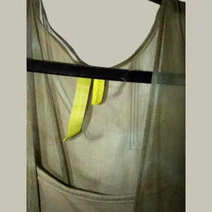 Green Dragon Tie Dye Maxi Dress Olive Green Boho Sheer Overlay Slip Dress L thumbnail 4