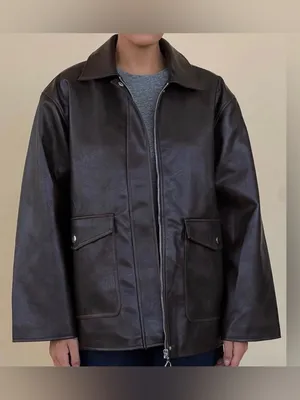 WeWoreWhat Dark Brown faux vegan Leather Bomber Jacket oversized zip moto XS thumbnail 5