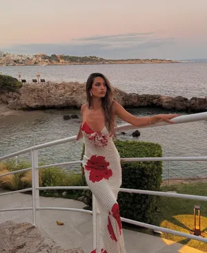 Zara maxi long Floral Red and White ruffled bodycon Dress evening party wedding thumbnail 12