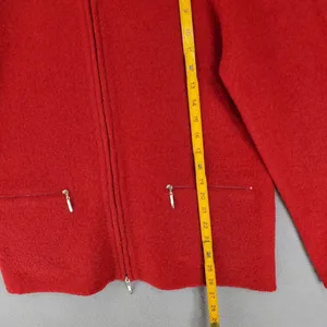 Alexandra Bartlett Cardigan Sweater Womens Size L Wool Fuzzy Red Zip‎ Up Jacket thumbnail 5