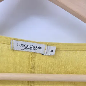 Lungo L'Arno Linen Top Womens S Yellow Striped Ruffle Hem Made in‎ Italy 202101 thumbnail 2