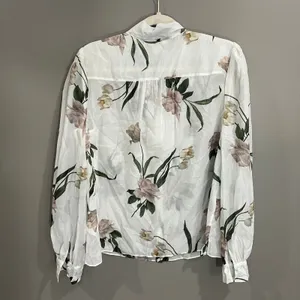 Ted Baker Elderflower Organza Blouse Women 4 White NWT Floral Bow Neck Blouse thumbnail 5
