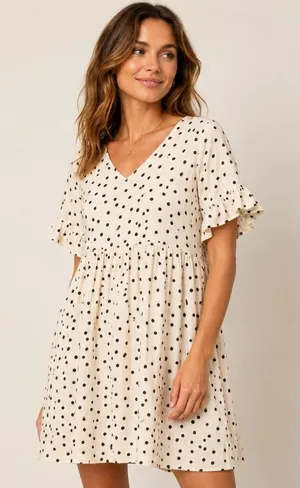 Madewell Womens Babydoll Dress White Polka Dot Gauze Ruffle Pocket Boho L thumbnail 1