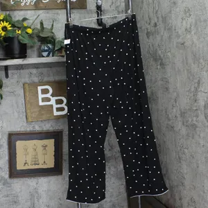 NWT State Of Day Womens Fluid Knit Notched Pajama Set Deep Black Polka Dot L thumbnail 7