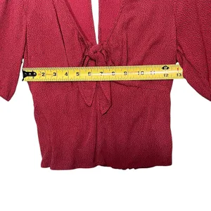 Abercrombie & Fitch Blouse Womens XS Red Polka Dot V-Neck Tie Front Cropped Top thumbnail 7