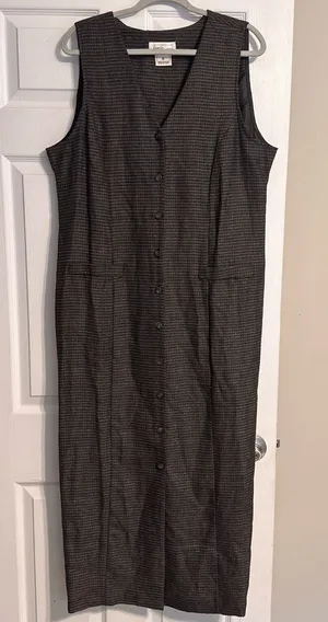 Vintage Worthington Button Down Plaid Sleeveless Academia Equestrian Dress Sz 16 thumbnail 1
