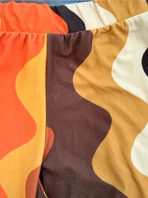 Retro Wave Flared Pants in Orange, Yellow & Brown- the chain design thumbnail 3