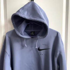 Nike Hoodie Women Medium Blue Gray Athleisure Just Do It Dri-FIT Fleece Pullover thumbnail 2