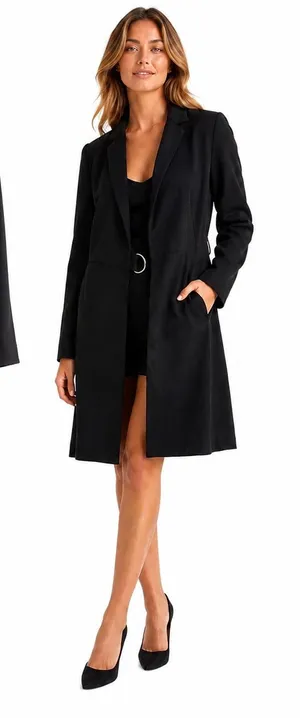 NEW Jo-Jo-Z Black Trench Blazer Dress Belted Longline Jacket SMALL thumbnail 1