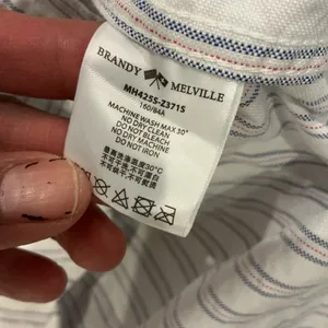 Brandy Melville Pinstripe Button Down Shirt White Blue Red Oversized One Size thumbnail 6