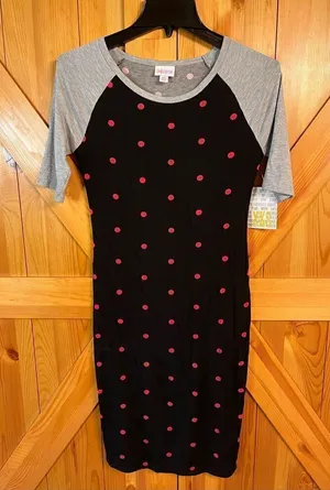 LuLaRoe Julia Dress Womens Black Red Polka Dot Midi Shirt Dress Size XXS nwt (33 thumbnail 1