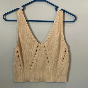 Banana republic Cropped Textured Sweater Tank XS 100% cotton Oyster Pearl #785 thumbnail 2