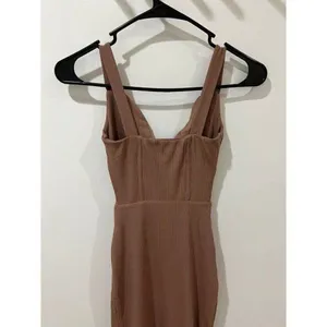 Naked Wardrobe NEW Women XS Brown Faux Bustier Ribbed Hourglass Bodycon Dress thumbnail 10
