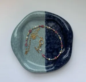 Gold Half Paperclip Half Beaded Handmade Necklace thumbnail 2