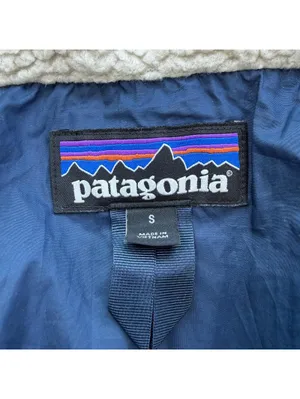 Patagonia Navy Down Hooded Parka Jacket Small Fleece Lined Worn Wear Winter Coat thumbnail 5