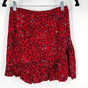 Lovers + Friends Women's‎ Sahara Cheetah Lined Lena Mini Skirt Red Black Size XS thumbnail 2