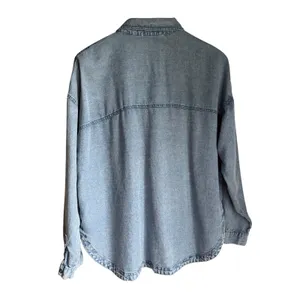 Pink Rose Chambray Shirt Women's M 100% Lyocell Oversized Button Down Coastal thumbnail 7