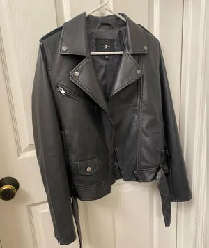 7 For All Mankind Black Faux Leather Jacket thumbnail 3