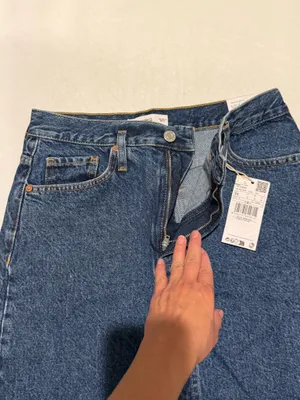 Mango Denim Midi Skirt NWT Medium with slit  thumbnail 3