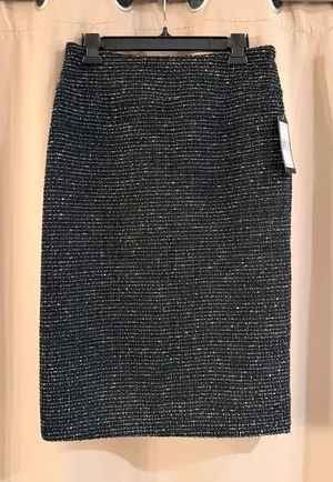 NWT Soho Black Tweed Pencil Skirt with Subtle Metallic Thread thumbnail 1