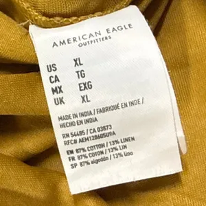 American Eagle XL Linen Paperbag High Rise Tapered Pants Mustard Yellow Coastal thumbnail 6