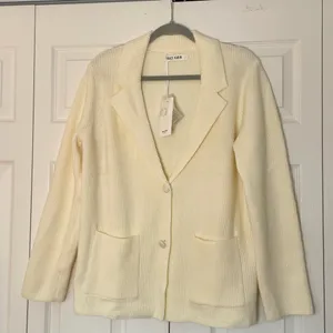 NWT Grace Karin Cream Knit Blazer Cardigan L thumbnail 1