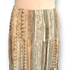 Vintage Petites Earthy Crinkle Rayon Tiered Patchwork Boho Maxi Skirt Festival‎ thumbnail 7