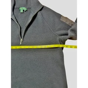 Lauren Ralph Lauren Active Black 100% Merino Wool Quarter Zip Sweater XL Moto thumbnail 3