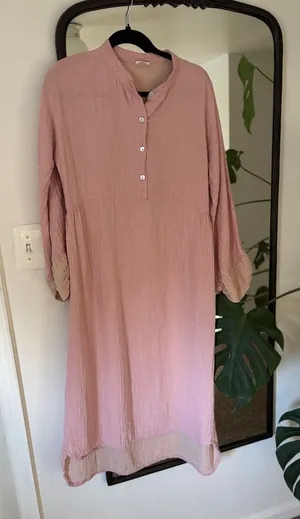 Loom ist Women's Pink Gauze Button-Frontw Tunic Dress thumbnail 1