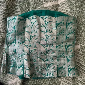 Green and silver paisley strapless top thumbnail 3
