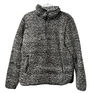 Thread & Supply Cozy Sherpa Fleece Pullover Sweatshirt 1/4 Zip Grey‎ Size Small thumbnail 2
