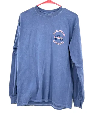 Gildan‎ Size Medium Long Sleeve Savannah Georgia Graphic Tee Shirt T-Shirt Top thumbnail 1