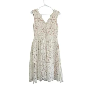 Lulus Love Poem White Lace Mini Dress V-Neck Fit & Flare Pockets‎ Bridal Shower thumbnail 8