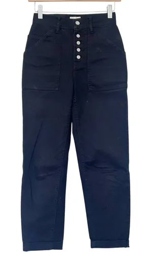 Aritzia Wilfred Free Black Straight Leg Button Fly Canvas Pants Jeans Sz 0 thumbnail 1