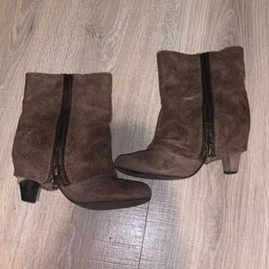 Not Rated brown zip up summer heeled mid calf boots thumbnail 2