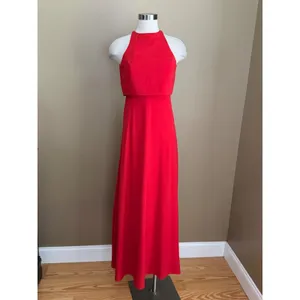 Jill Jill Stuart Red Dress Popover Halter Gown‎ 2 Minimalist Elegant Gala thumbnail 2