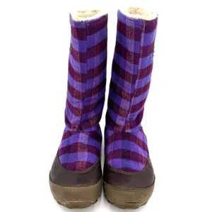 Sorel Women's Mackenzie Purple Plaid Tall Leather Wool Boots Size 7.5 thumbnail 4