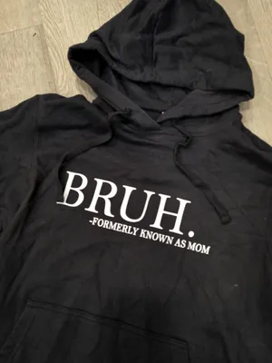 Bruh. Formerly Known As Mom Black Hoodie Pullover M Port & Company Unisex thumbnail 1
