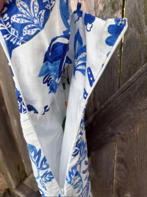 NWT FARM Rio Linen Faux Wrap Floral Birds Dress White Blue Size XS Retail $185 thumbnail 12