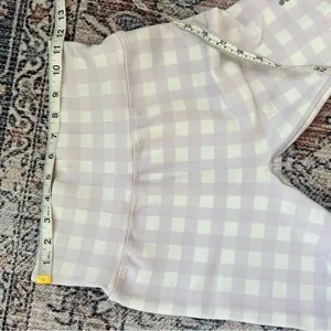 Sweaty Betty Gingham Lavender and White High-Waisted Biker Shorts Medium 8” thumbnail 14