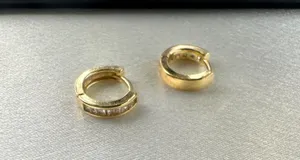 CZ Small Gold Hoop Earrings for Women Men thumbnail 5