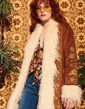 HIPPIE SHAKE HEROES Breaking Hearts Penny Lane Coat - Brown and Gold thumbnail 1